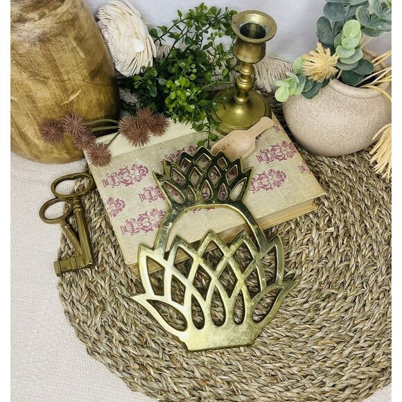 Brass Pineapple 70's Trivet by Virginia - Picture 3 of 6